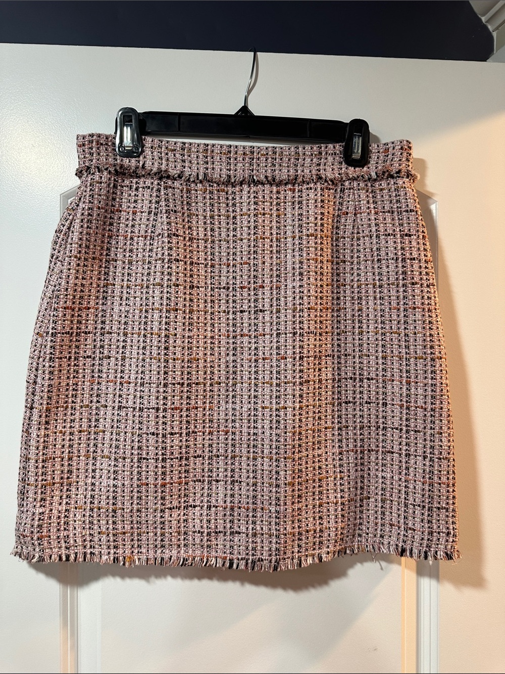H&M Pink Tweed Fringe Mini Skirt